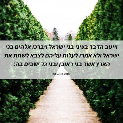 Picture 06 - יהושע 22:33 HEB - וייטב הדבר בעיני בני ישראל - Bible Verse Picture