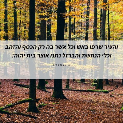 Picture 06 - יהושע 6:24 HEB - והעיר שרפו באש וכל אשר בה - Bible Verse Picture