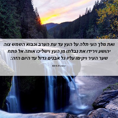 Picture 06 - יהושע 8:29 HEB - ואת מלך העי תלה על העץ עד עת - Bible Verse Picture