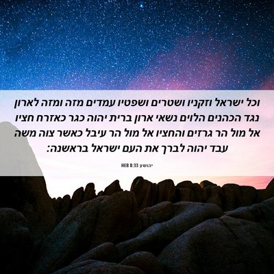 Picture 06 - יהושע 8:33 HEB - וכל ישראל וזקניו ושטרים - Bible Verse Picture