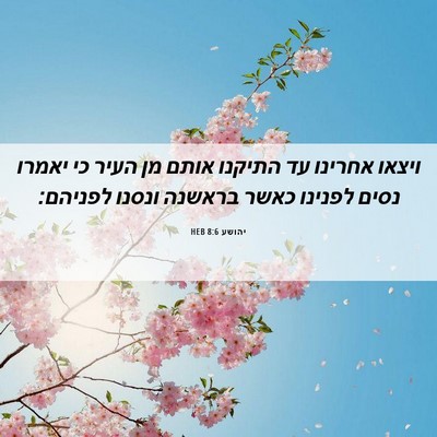 Picture 06 - יהושע 8:6 HEB - ויצאו אחרינו עד התיקנו - Bible Verse Picture