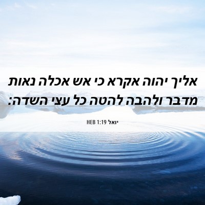 Picture 06 - יואל 1:19 HEB - אליך יהוה אקרא כי אש אכלה - Bible Verse Picture