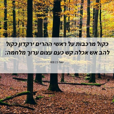 Picture 06 - יואל 2:5 HEB - כקול מרכבות על ראשי ההרים - Bible Verse Picture