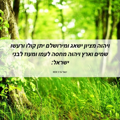 Picture 06 - יואל 3:16 HEB - ויהוה מציון ישאג ומירושלם - Bible Verse Picture