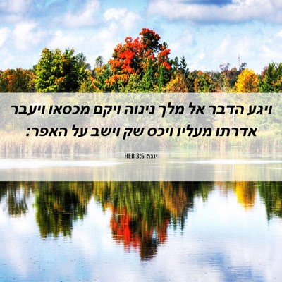 Picture 06 - יונה 3:6 HEB - ויגע הדבר אל מלך נינוה ויקם - Bible Verse Picture