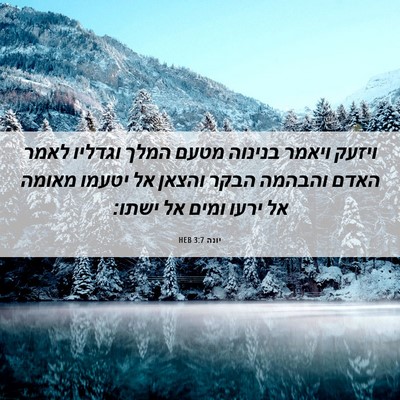 Picture 06 - יונה 3:7 HEB - ויזעק ויאמר בנינוה מטעם - Bible Verse Picture