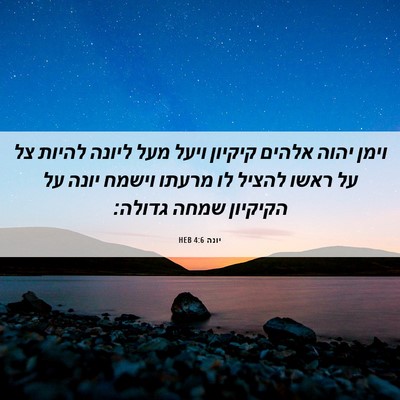 Picture 06 - יונה 4:6 HEB - וימן יהוה אלהים קיקיון - Bible Verse Picture