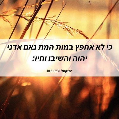 Picture 06 - יחזקאל 18:32 HEB - כי לא אחפץ במות המת נאם - Bible Verse Picture