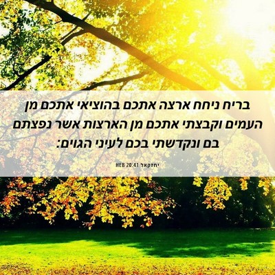 Picture 06 - יחזקאל 20:41 HEB - בריח ניחח ארצה אתכם - Bible Verse Picture