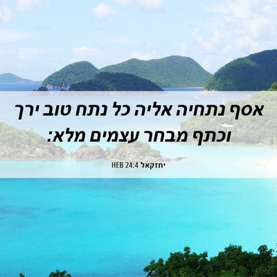 Picture 06 - יחזקאל 24:4 HEB - אסף נתחיה אליה כל נתח טוב - Bible Verse Picture