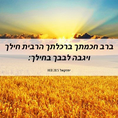 Picture 06 - יחזקאל 28:5 HEB - ברב חכמתך ברכלתך הרבית - Bible Verse Picture