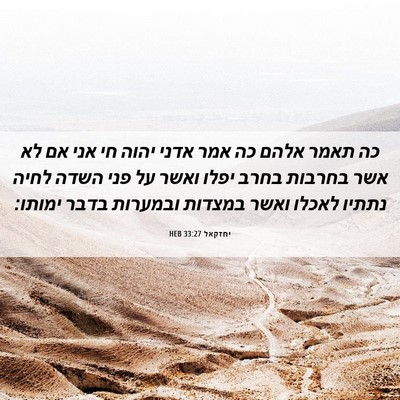 Picture 06 - יחזקאל 33:27 HEB - כה תאמר אלהם כה אמר אדני - Bible Verse Picture