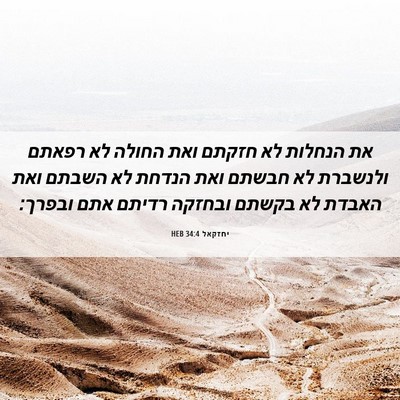 Picture 06 - יחזקאל 34:4 HEB - את הנחלות לא חזקתם ואת - Bible Verse Picture