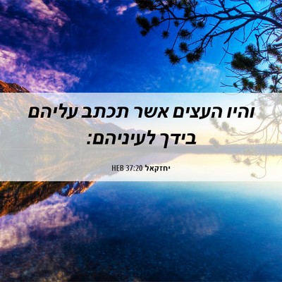 Picture 06 - יחזקאל 37:20 HEB - והיו העצים אשר תכתב עליהם - Bible Verse Picture