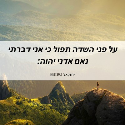 Picture 06 - יחזקאל 39:5 HEB - על פני השדה תפול כי אני - Bible Verse Picture