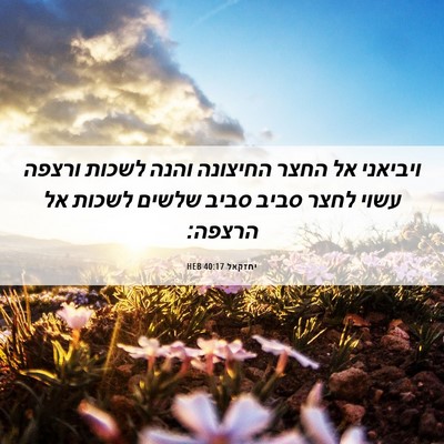 Picture 06 - יחזקאל 40:17 HEB - ויביאני אל החצר החיצונה - Bible Verse Picture
