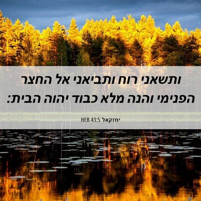 Picture 06 - יחזקאל 43:5 HEB - ותשאני רוח ותביאני אל החצר - Bible Verse Picture