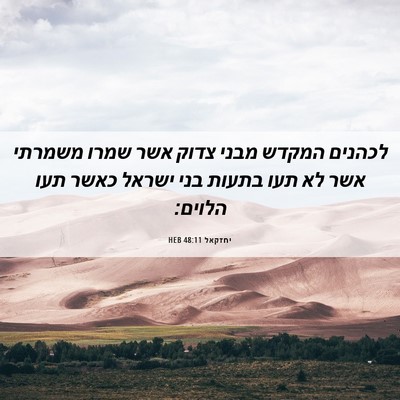 Picture 06 - יחזקאל 48:11 HEB - לכהנים המקדש מבני צדוק אשר - Bible Verse Picture