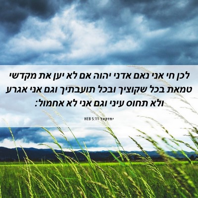 Picture 06 - יחזקאל 5:11 HEB - לכן חי אני נאם אדני יהוה אם - Bible Verse Picture