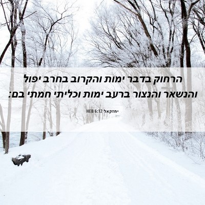 Picture 06 - יחזקאל 6:12 HEB - הרחוק בדבר ימות והקרוב - Bible Verse Picture