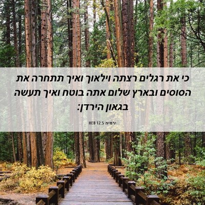Picture 06 - ירמיה 12:5 HEB - כי את רגלים רצתה וילאוך - Bible Verse Picture