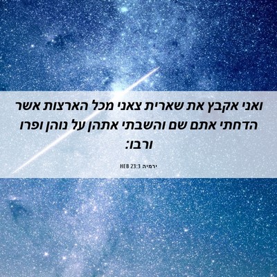 Picture 06 - ירמיה 23:3 HEB - ואני אקבץ את שארית צאני מכל - Bible Verse Picture