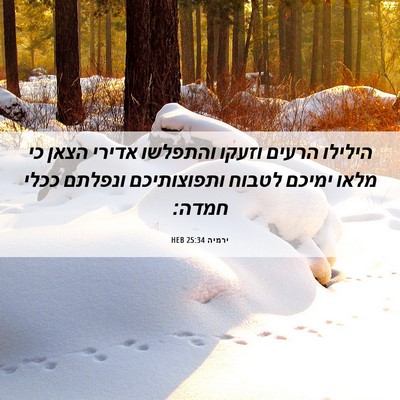 Picture 06 - ירמיה 25:34 HEB - הילילו הרעים וזעקו והתפלשו - Bible Verse Picture
