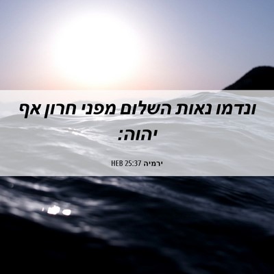 Picture 06 - ירמיה 25:37 HEB - ונדמו נאות השלום מפני חרון - Bible Verse Picture