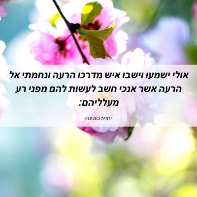 Picture 06 - ירמיה 26:3 HEB - אולי ישמעו וישבו איש מדרכו - Bible Verse Picture