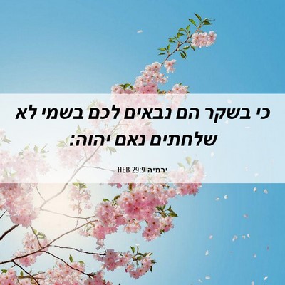 Picture 06 - ירמיה 29:9 HEB - כי בשקר הם נבאים לכם בשמי - Bible Verse Picture