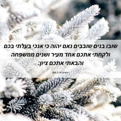 Picture 06 - ירמיה 3:14 HEB - שובו בנים שובבים נאם יהוה - Bible Verse Picture