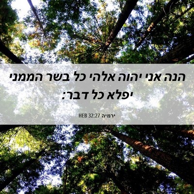 Picture 06 - ירמיה 32:27 HEB - הנה אני יהוה אלהי כל בשר - Bible Verse Picture