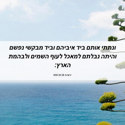 Picture 06 - ירמיה 34:20 HEB - ונתתי אותם ביד איביהם וביד - Bible Verse Picture