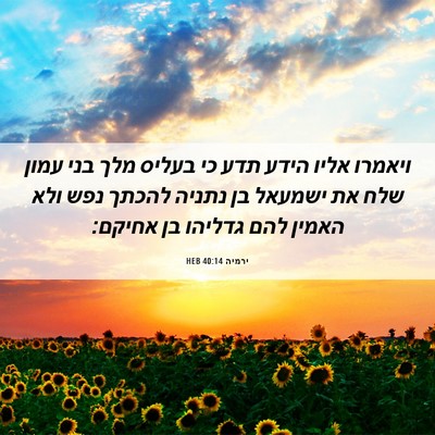 Picture 06 - ירמיה 40:14 HEB - ויאמרו אליו הידע תדע כי - Bible Verse Picture