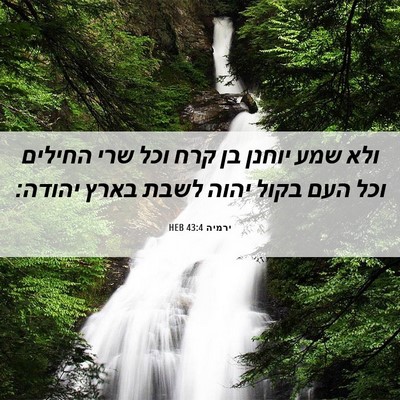 Picture 06 - ירמיה 43:4 HEB - ולא שמע יוחנן בן קרח וכל - Bible Verse Picture