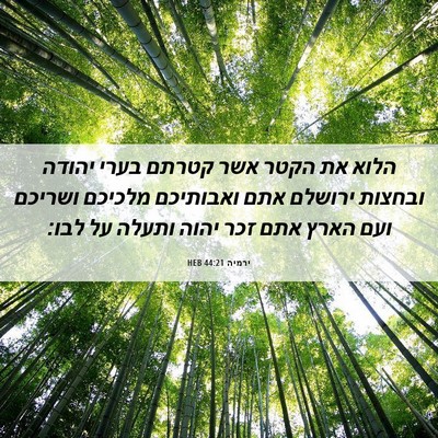 Picture 06 - ירמיה 44:21 HEB - הלוא את הקטר אשר קטרתם בערי - Bible Verse Picture