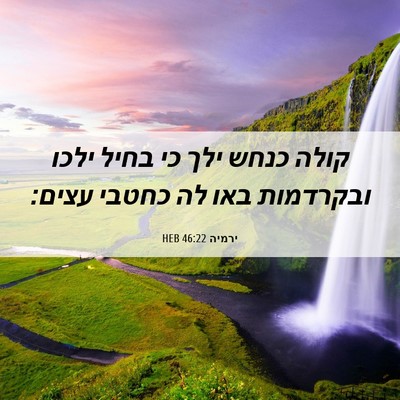 Picture 06 - ירמיה 46:22 HEB - קולה כנחש ילך כי בחיל ילכו - Bible Verse Picture