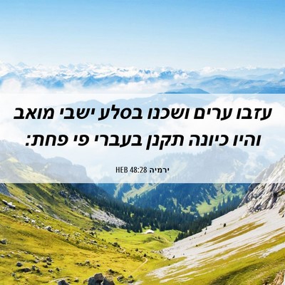 Picture 06 - ירמיה 48:28 HEB - עזבו ערים ושכנו בסלע ישבי - Bible Verse Picture