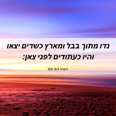 Picture 06 - ירמיה 50:8 HEB - נדו מתוך בבל ומארץ כשדים - Bible Verse Picture