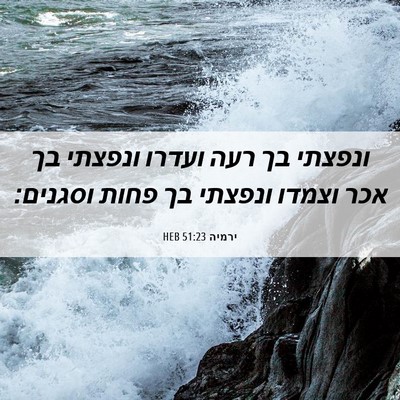 Picture 06 - ירמיה 51:23 HEB - ונפצתי בך רעה ועדרו ונפצתי - Bible Verse Picture