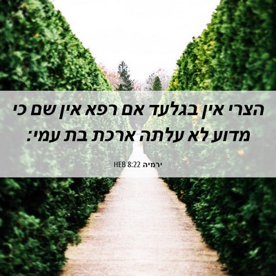Picture 06 - ירמיה 8:22 HEB - הצרי אין בגלעד אם רפא אין - Bible Verse Picture