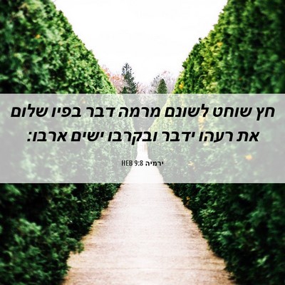 Picture 06 - ירמיה 9:8 HEB - חץ שוחט לשונם מרמה דבר בפיו - Bible Verse Picture