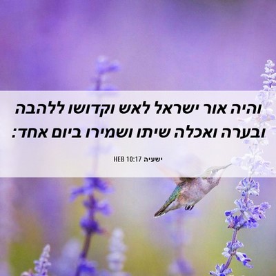 Picture 06 - ישעיה 10:17 HEB - והיה אור ישראל לאש וקדושו - Bible Verse Picture