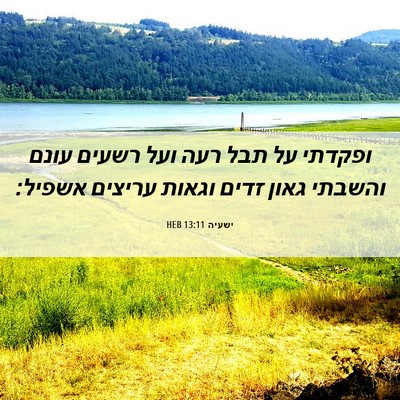 Picture 06 - ישעיה 13:11 HEB - ופקדתי על תבל רעה ועל רשעים - Bible Verse Picture