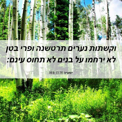 Picture 06 - ישעיה 13:18 HEB - וקשתות נערים תרטשנה ופרי - Bible Verse Picture