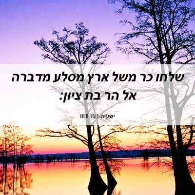 Picture 06 - ישעיה 16:1 HEB - שלחו כר משל ארץ מסלע מדברה - Bible Verse Picture