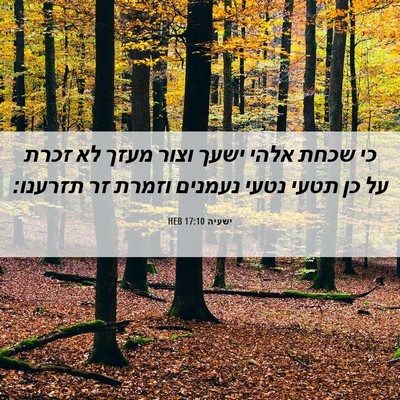 Picture 06 - ישעיה 17:10 HEB - כי שכחת אלהי ישעך וצור מעזך - Bible Verse Picture