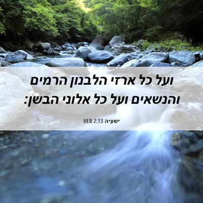 Picture 06 - ישעיה 2:13 HEB - ועל כל ארזי הלבנון הרמים - Bible Verse Picture