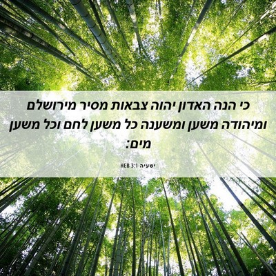 Picture 06 - ישעיה 3:1 HEB - כי הנה האדון יהוה צבאות - Bible Verse Picture