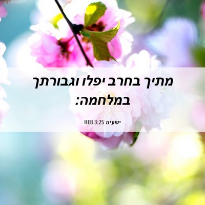 Picture 06 - ישעיה 3:25 HEB - מתיך בחרב יפלו וגבורתך - Bible Verse Picture